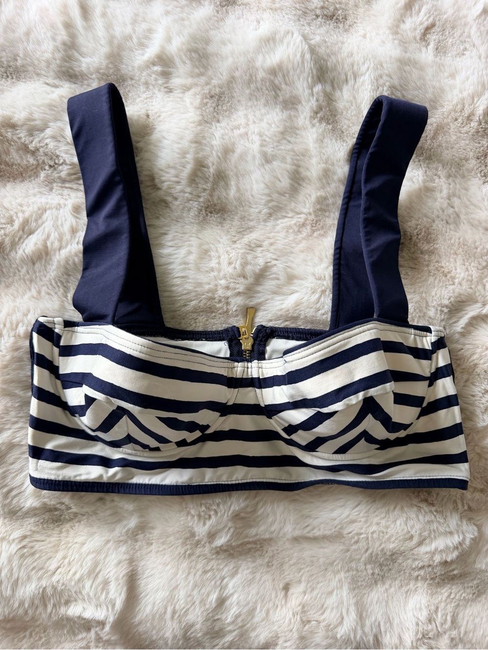 kate spade Navy and White Striped women’s Bikini Top with two bottoms.